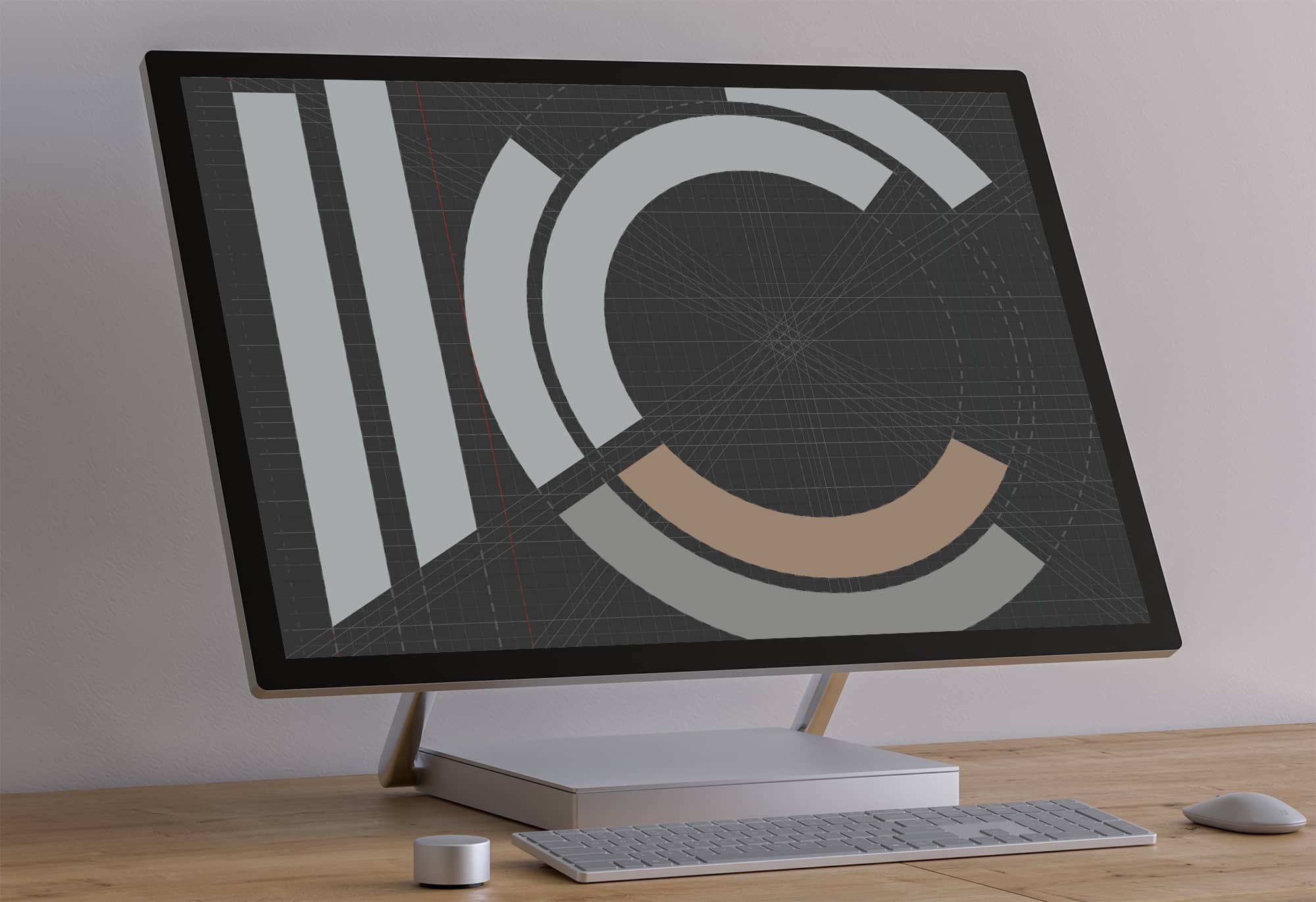 Surface Studio On Table Mockup by Anthony Boyd Graphics